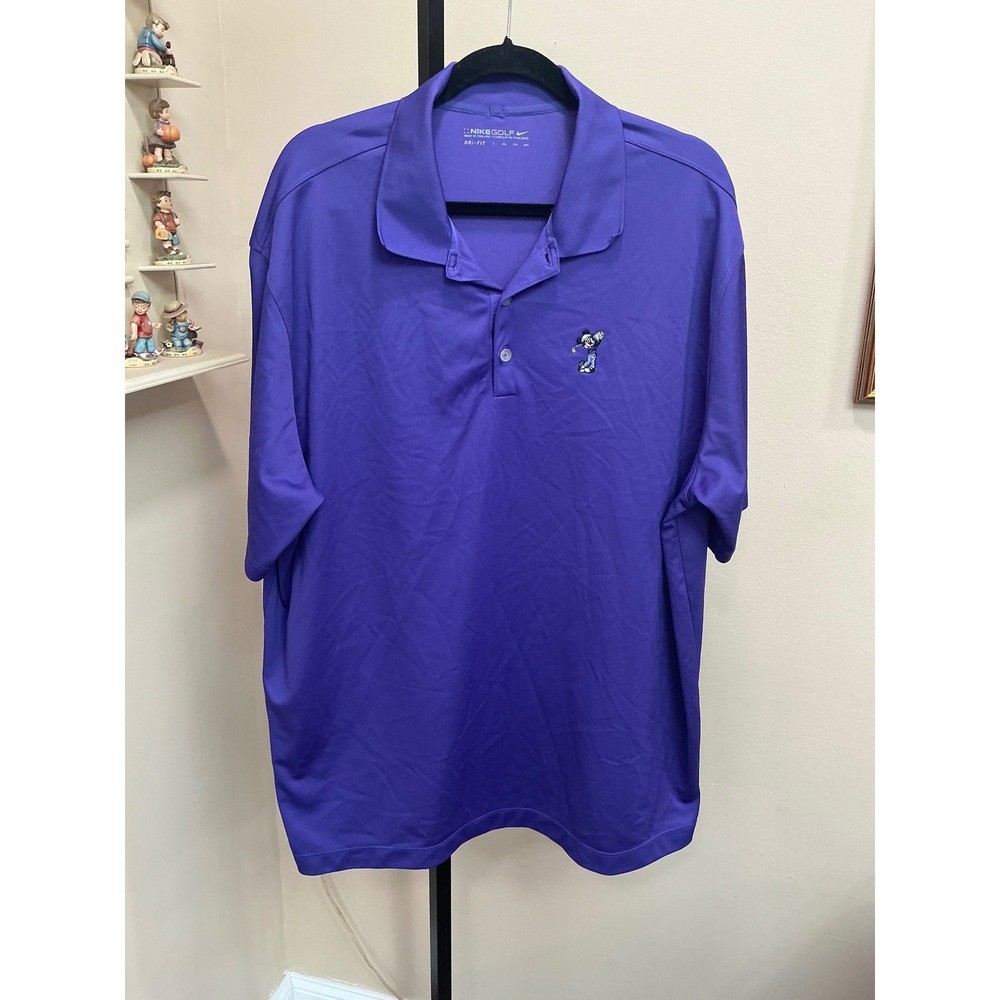 Nike Polo Shirt Dri-FIT XXL Purple Walt Disney World Mickey Mouse Golfing Mens